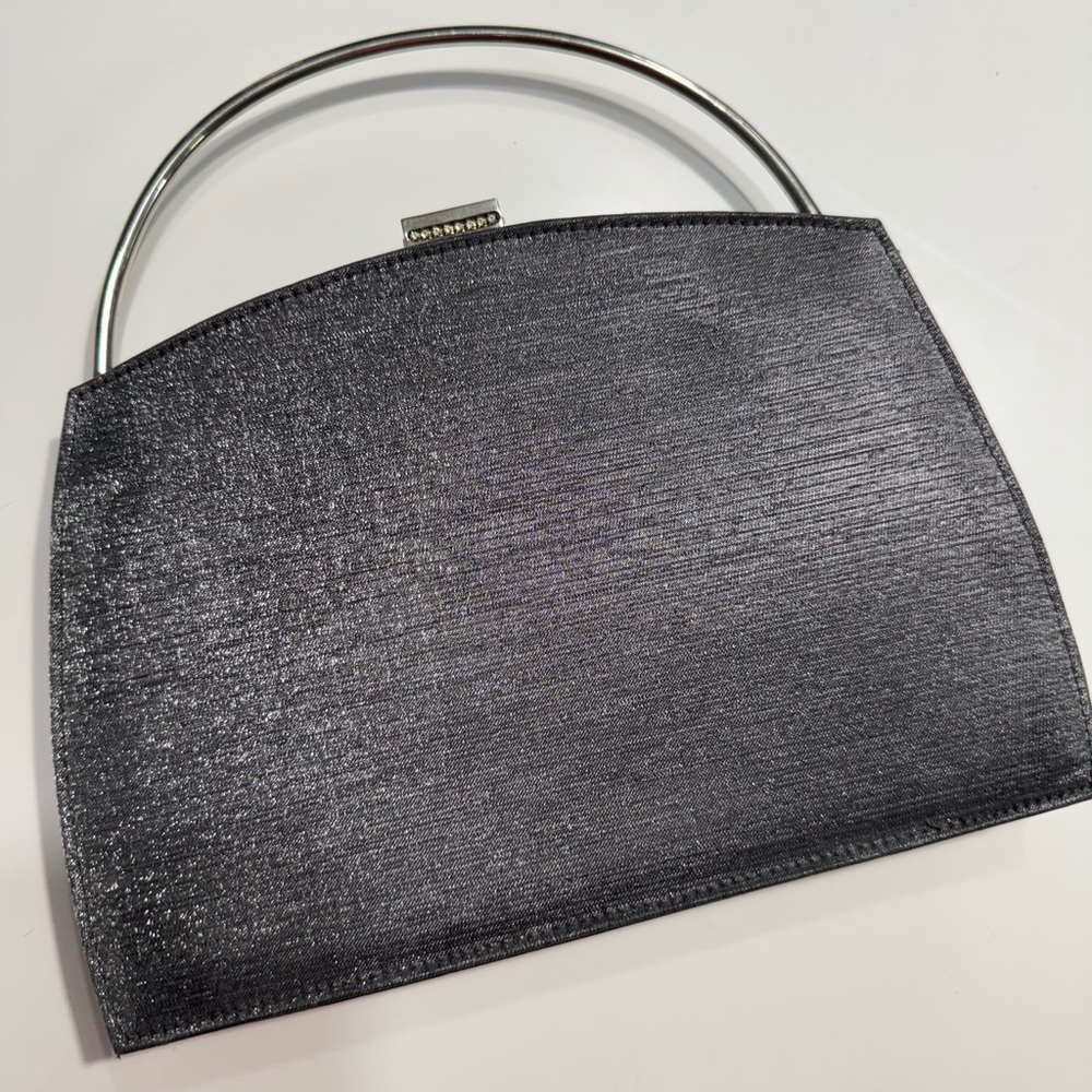 Stuart Weitzman Silver Clutch with Metal Handle